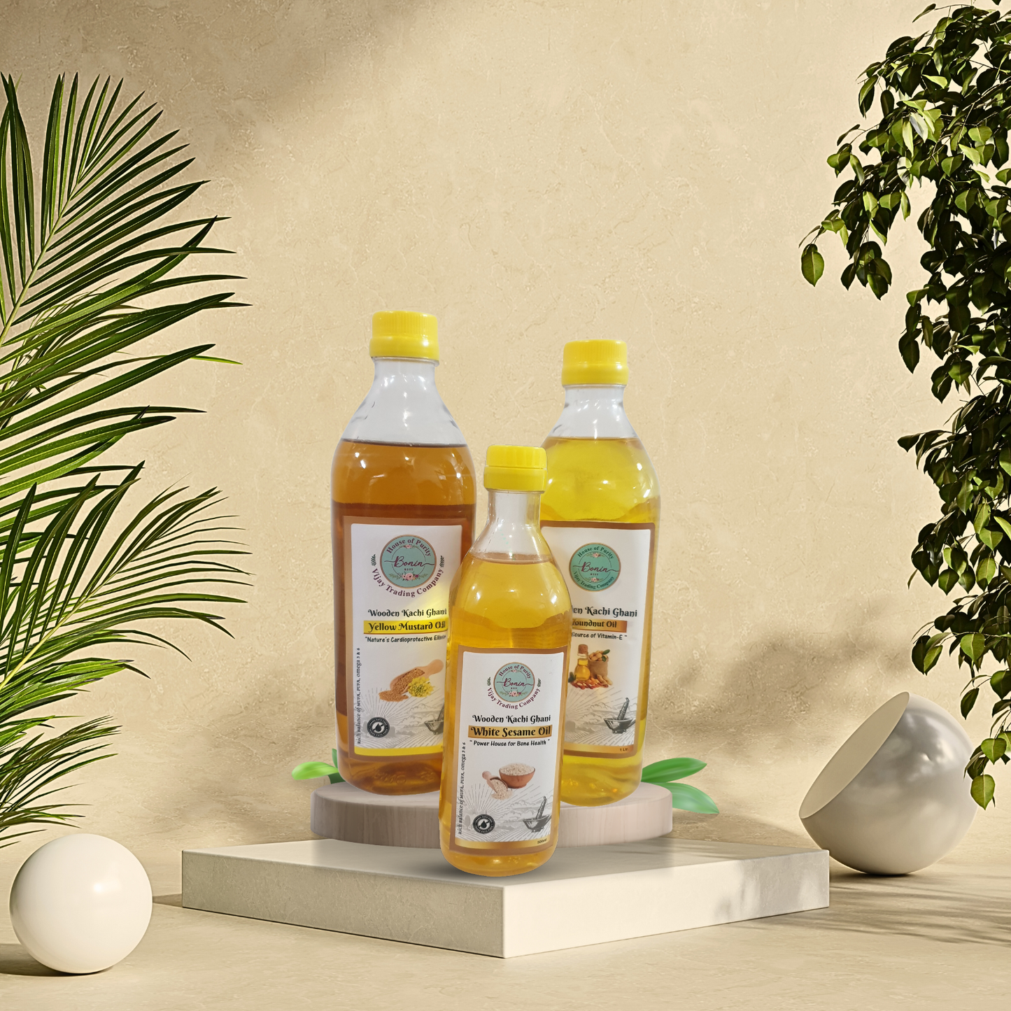 Yellow Mustard Oil 1 ltr, Groundnut Oil 1 ltr , Sesame Oil 500ml