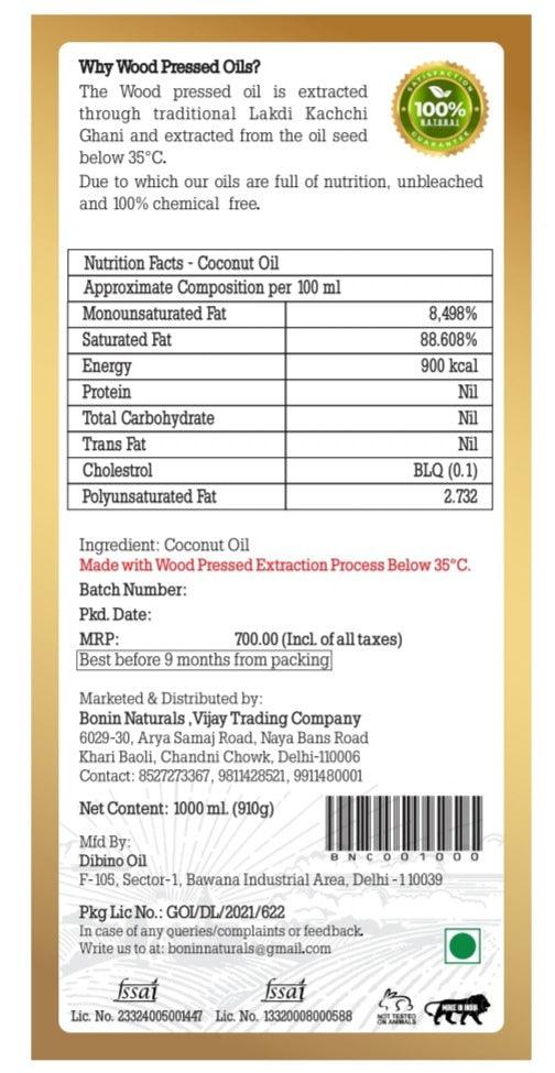 Wood Cold Pressed Coconut Oil - Boninwood