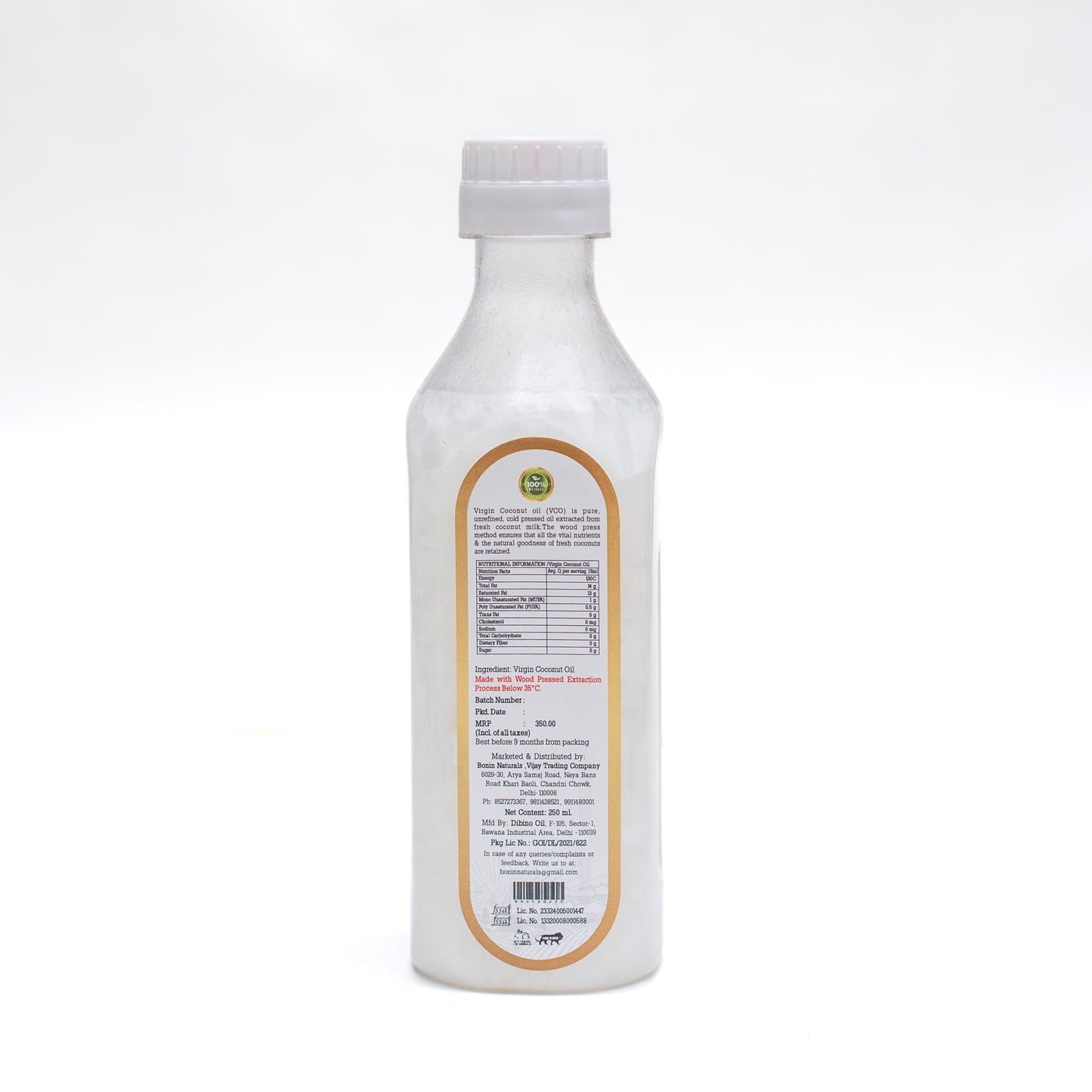 Wood Cold Pressed Virgin Coconut Oil