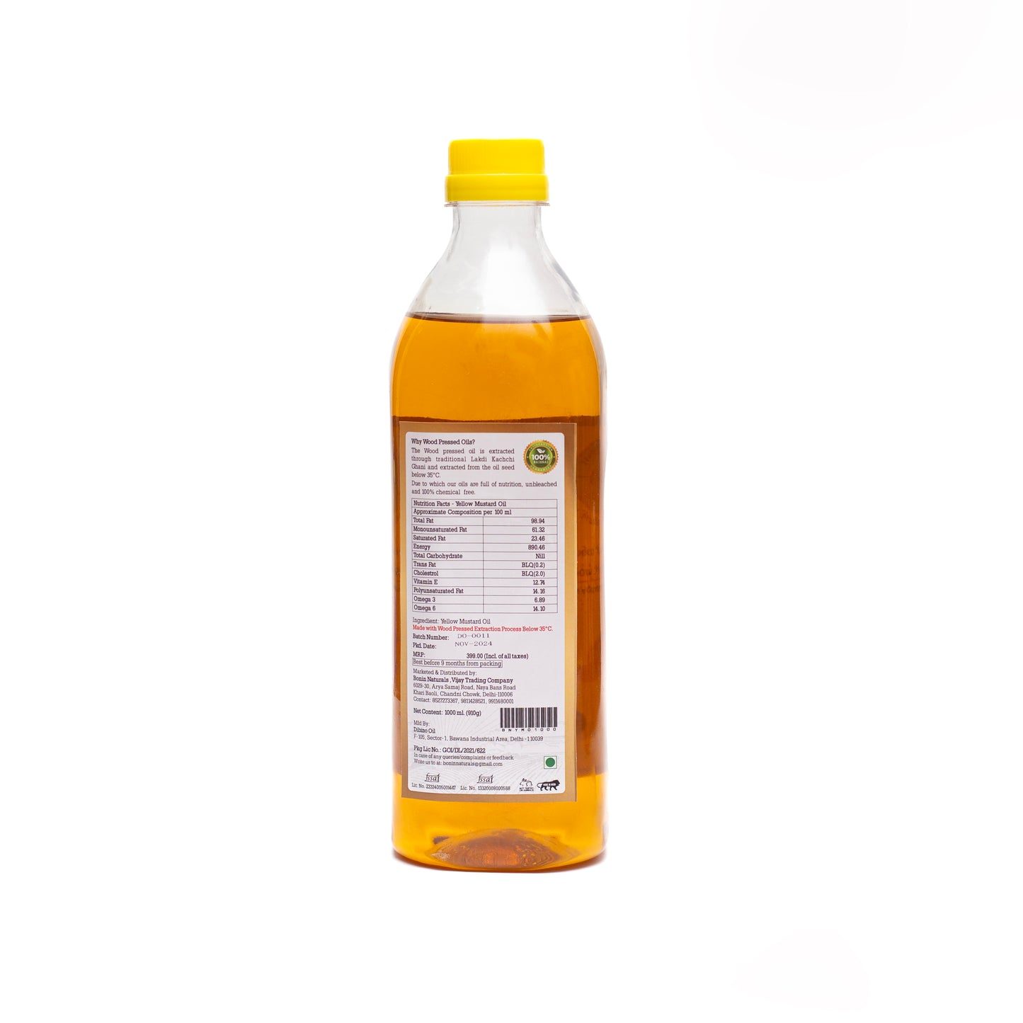Wood Cold Pressed Yellow Mustard Oil 1 ltr