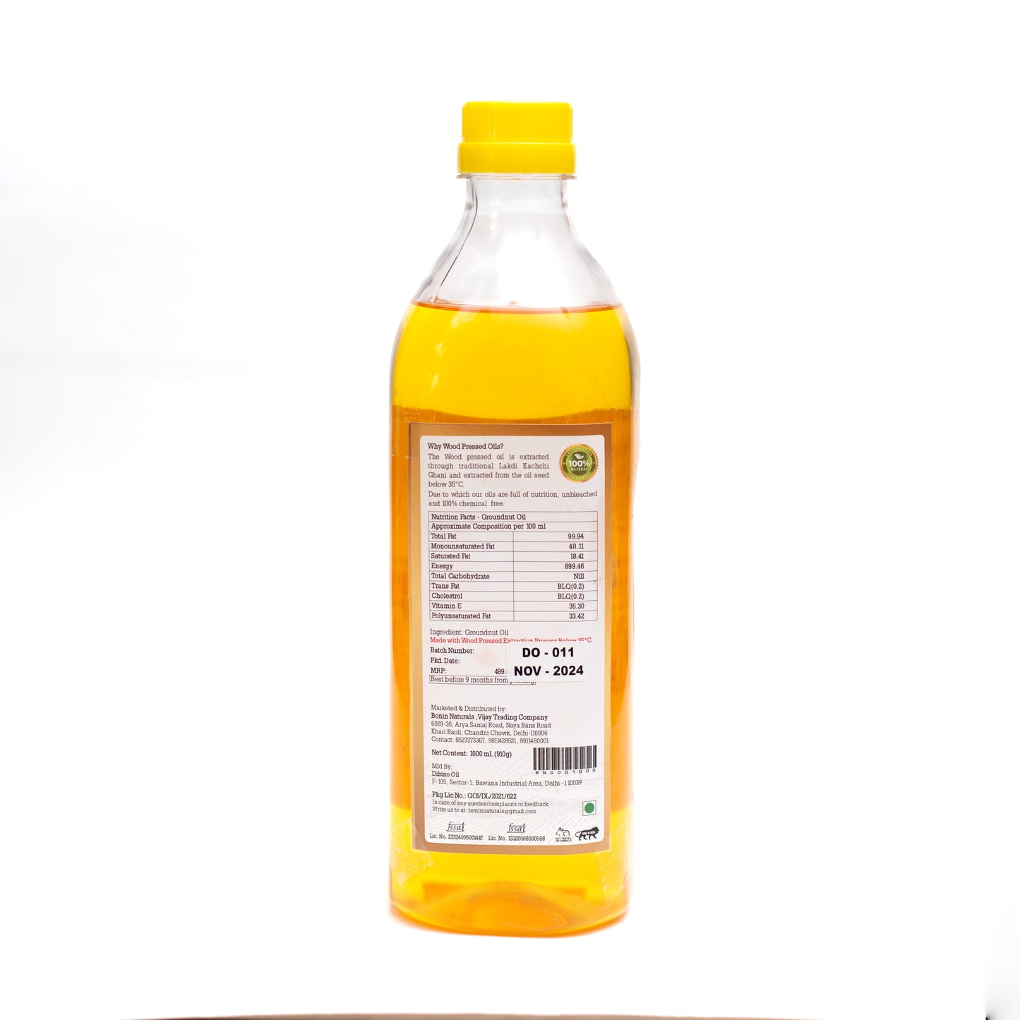 Wood Cold Pressed Groundnut OIL
