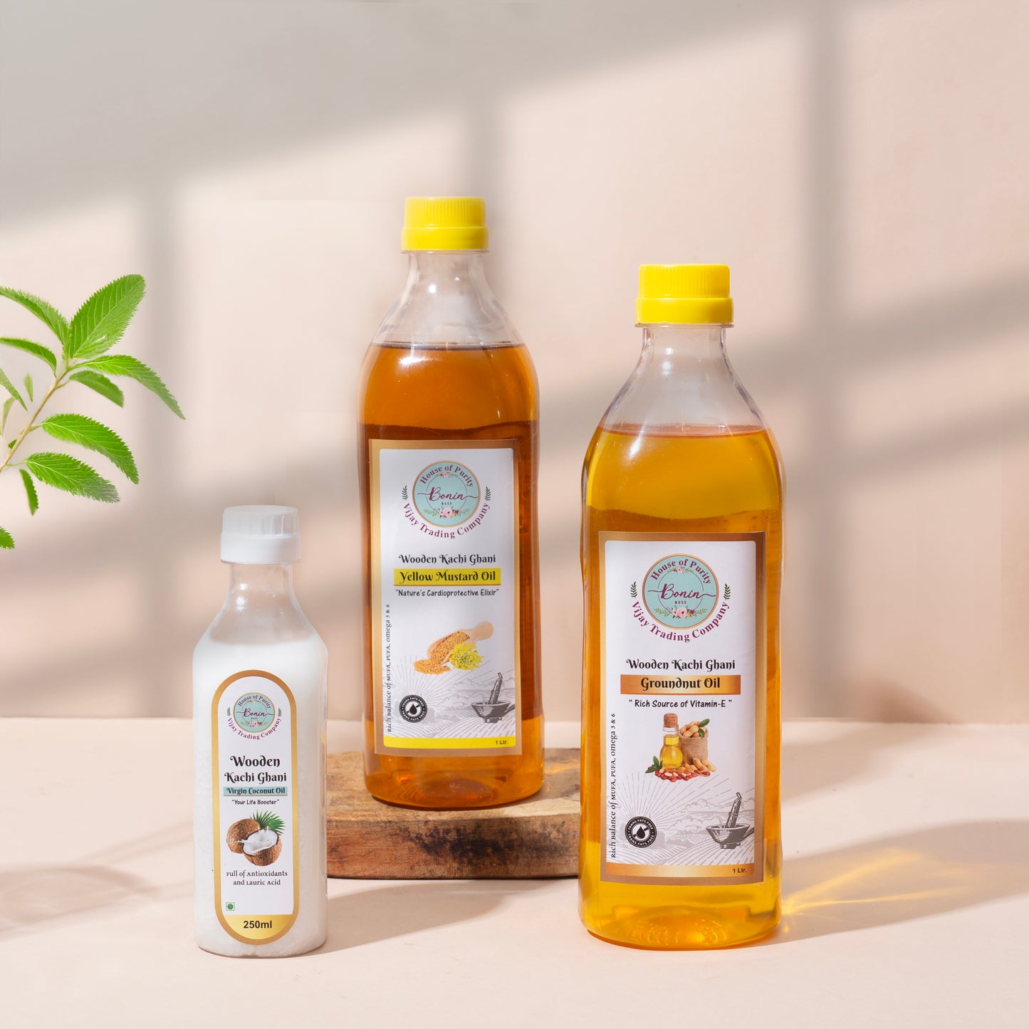 Yellow Mustard Oil 1 ltr, Groundnut Oil 1 ltr , Virgin Coconut Oil 250 ml