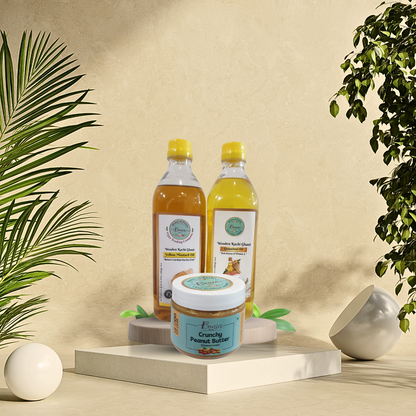 Yellow Mustard Oil 1ltr, Groundnut Oil 1ltr , Crunchy Peanut Butter 350gms