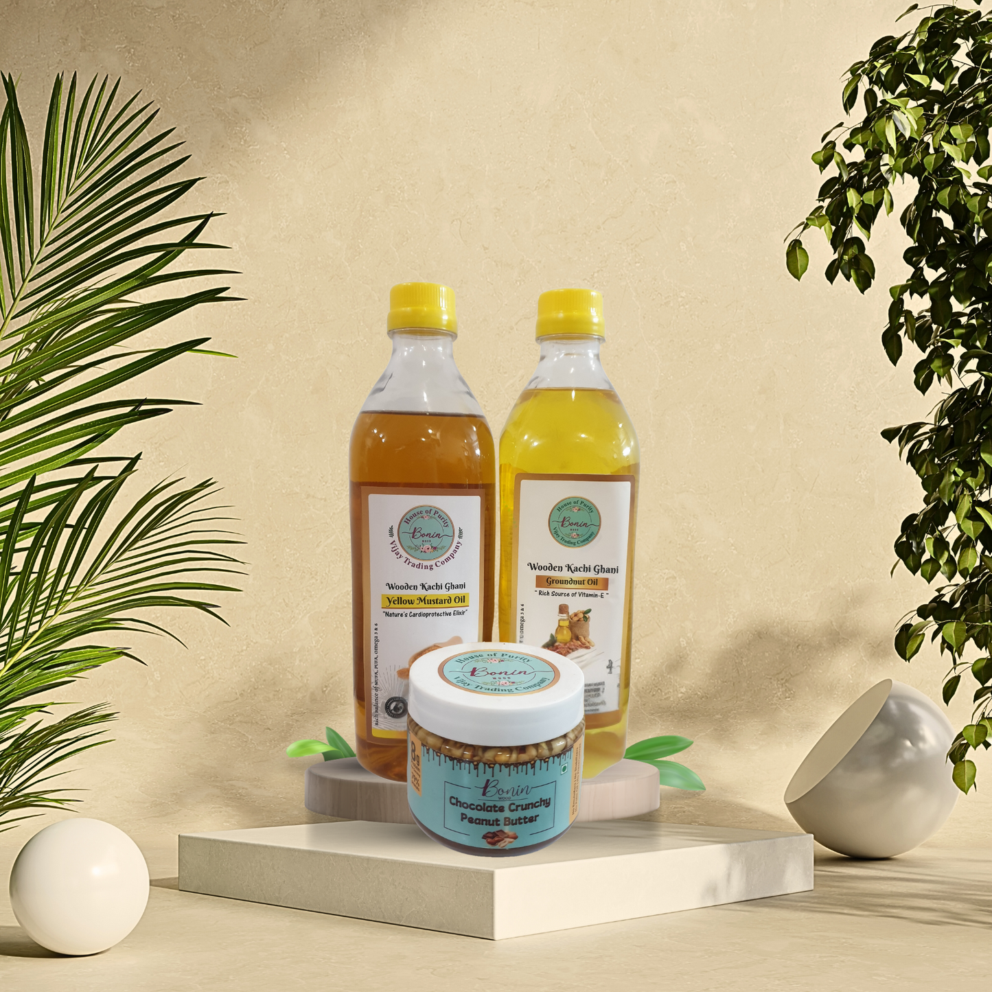 Yellow Mustard Oil 1 ltr, Groundnut Oil 1 ltr , Chocolate Peanut Butter 350gms