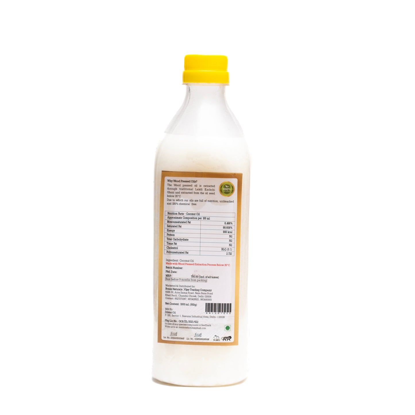 Wood Cold Pressed Coconut Oil 1ltr