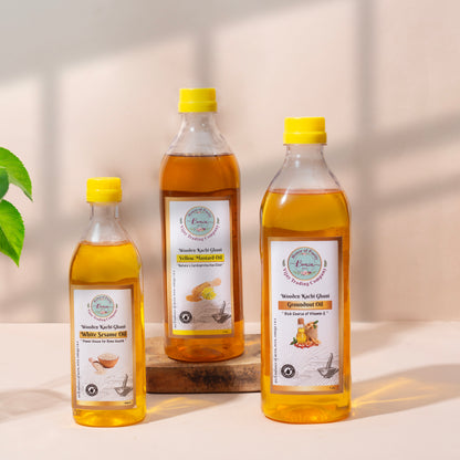 Yellow Mustard Oil 1 ltr, Groundnut Oil 1 ltr ,  Sesame Oil 500ml
