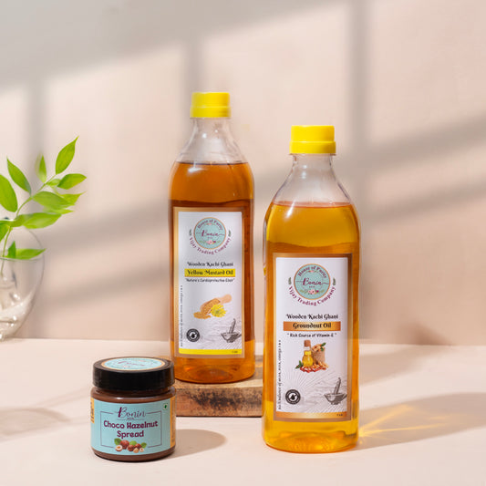 Yellow Mustard Oil 1 ltr, Groundnut Oil 1 ltr, Hazelnut Spread 200gm
